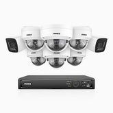 H800 - 4K 16 Kanal PoE Überwachungskamera-Set mit 2 Bullet Kameras & 6 Dome (IK10) Kameras, Vandalensichere, Farbe & IR Nachtsicht, Personen- und Fahrzeugerkennung, Eingebautes Mikrofon, 96° Sichtfeld, Unterstützt RTSP